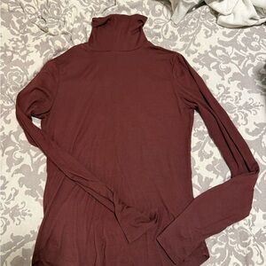 Maroon Turtleneck Long Sleeve Top
